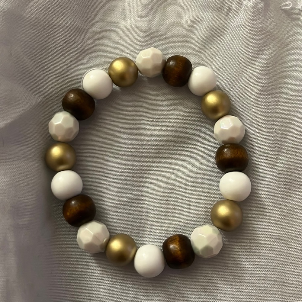 Handmade bracelet brown white and gold